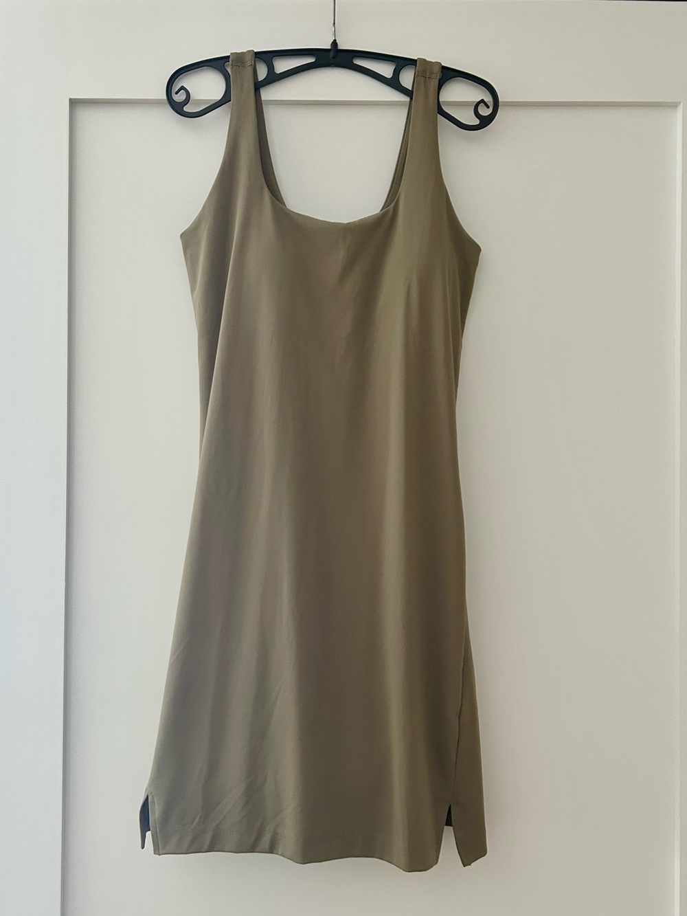 Old Navy Power Soft Square Neck Olive Green Athletic Dress